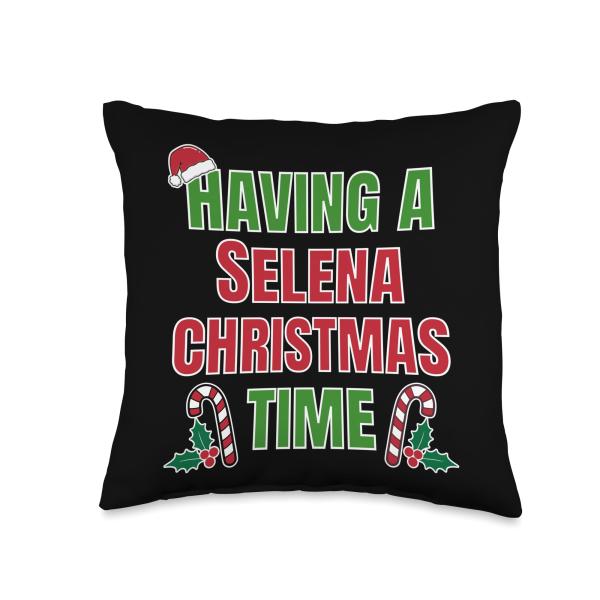 Having A Selena Christmas Time Family Reunion Name Throw Pillow