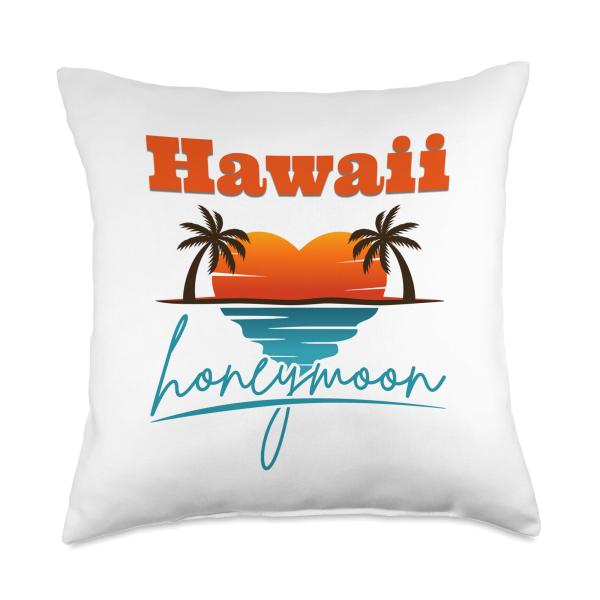 Hawaii Honeymoon Newlywed Tropical Island Souvenir Throw Pillow