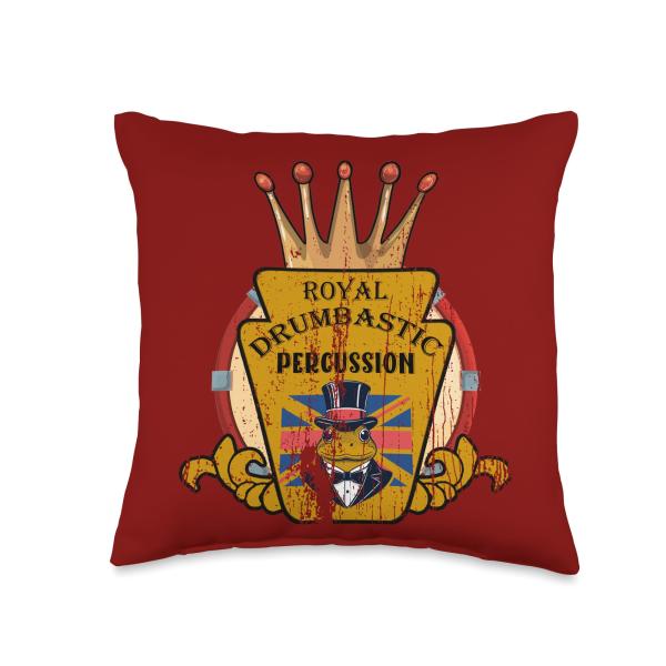 Drummer Old Man with A Drum Set Funny Vintage Geezer Grandpa Throw Pillow