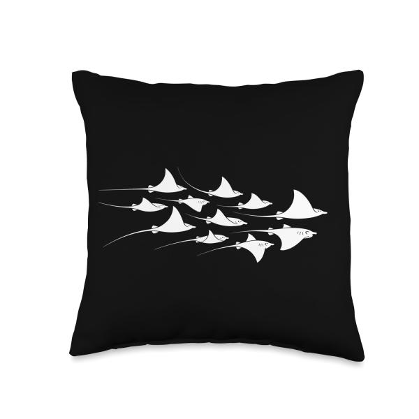 Manta Ray Devil Ray Flying Rays Stingray Manta Ray Diver Throw Pillow