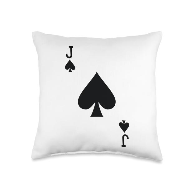 Jack Deck of Card Spades Throw Pillow