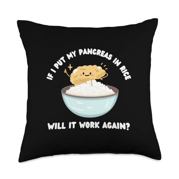 If I Put My Pancreas in Rice Type One Diabetes T1D Awareness Throw Pillow