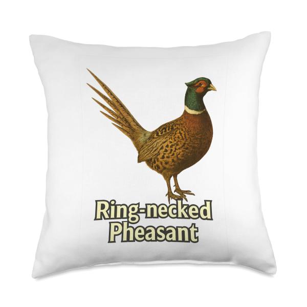 Ring-Necked Pheasant Tee: Game Bird Design Nature Lovers Throw Pillow