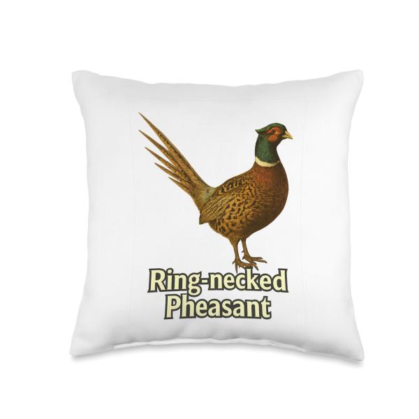 Ring-Necked Pheasant Tee: Game Bird Design Nature Lovers Throw Pillow