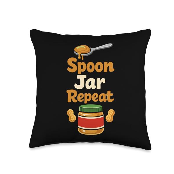 Peanut Butter Addict Spoon Ritual Food Obsession Craving Throw Pillow