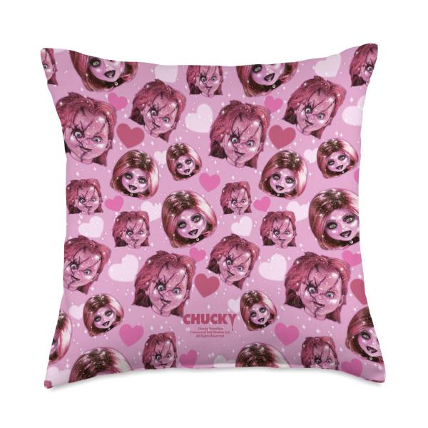 Chucky and Tiffany Hearts All-Over Print Throw Pillow