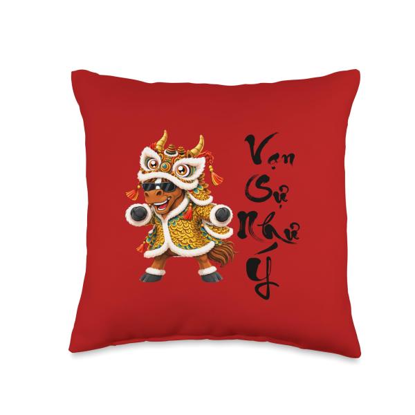 TET Decoration 2026 Vietnamese Lunar New Year Horse Year Throw Pillow