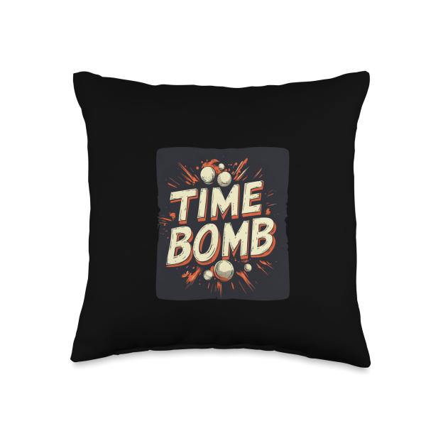 Fun Time Bomb Logo for a Cool Look Throw Pillow