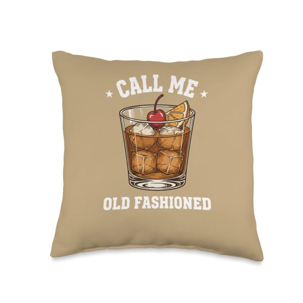 Call Me Old Fashioned Whiskey Cocktail Men Vintage Bar Throw Pillow