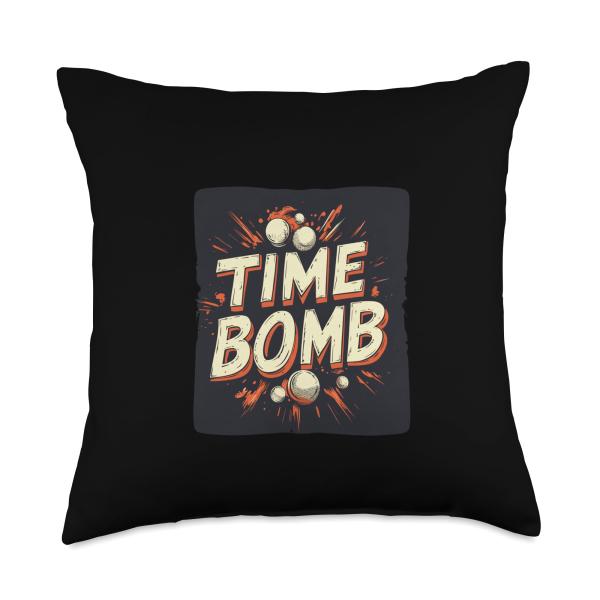 Fun Time Bomb Logo for a Cool Look Throw Pillow