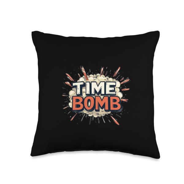 Funny Time Bomb Emblem Throw Pillow