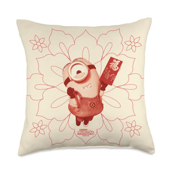 Minions Stuart Lunar New Year Blossoms Throw Pillow