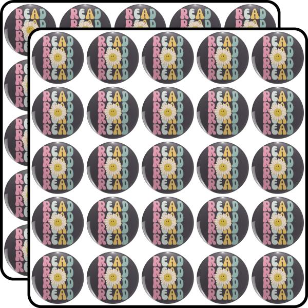 It's A Good Day to Read A Book Bookworm Book Lovers Flowers 50 Pack Scrapbook Sticker - 1 Inch Small Decals for Planners, Journals, Laptops ＆ Envelop