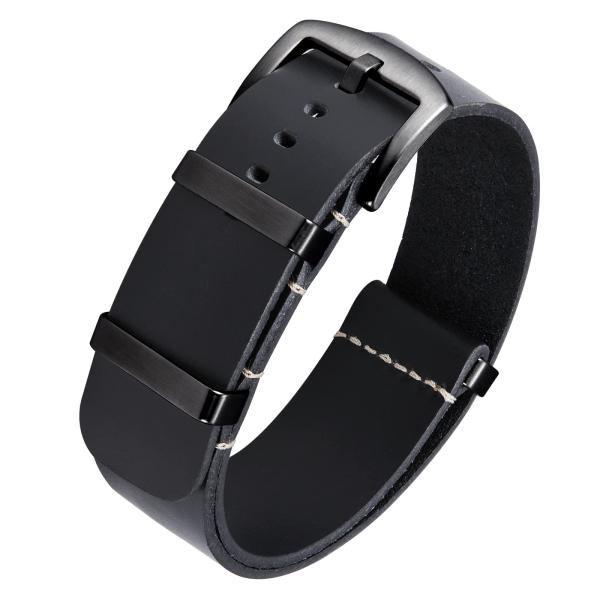 BINLUN Leather Watch Band Crazy Horse Oiled Leather Watch Straps 18mm 19mm 20mm 21mm 22mm 24mm Replacement One-Piece Watchbands for Men and Women Silv