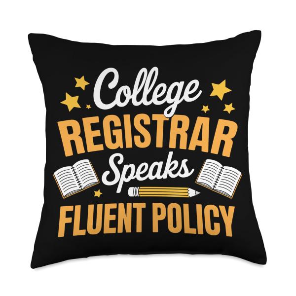 College Registrar Speaks Fluent Policy School Secretary Throw Pillow