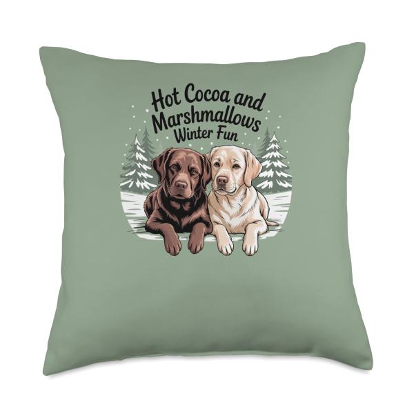 Lab Winter Fun - Chocolate and Marshmallows Throw Pillow