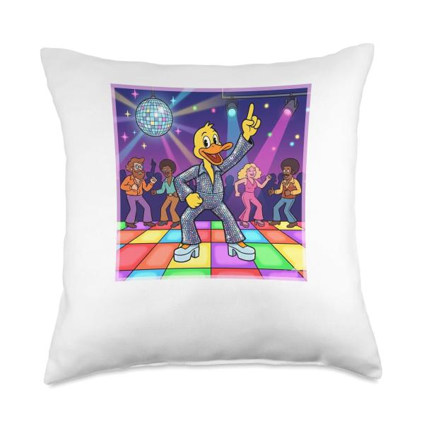 Disco Duck Dancing 70s Throw Pillow