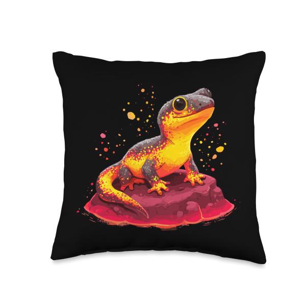 Volcanic Amphibian Gecko Salamander Lava Colors Throw Pillow
