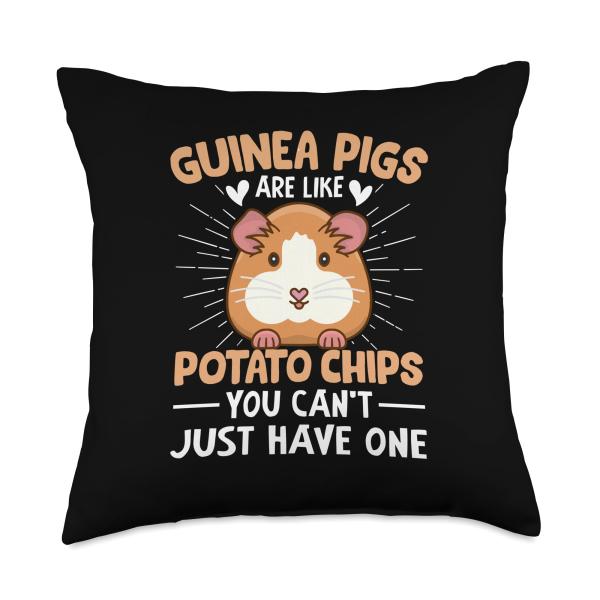 Guinea Pigs are Like Potato Chips - Rodent Guinea Pig Lover Throw Pillow