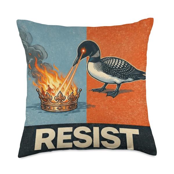 Minnesota Laser Loon Resist No Kings Minneapolis Protest Throw Pillow