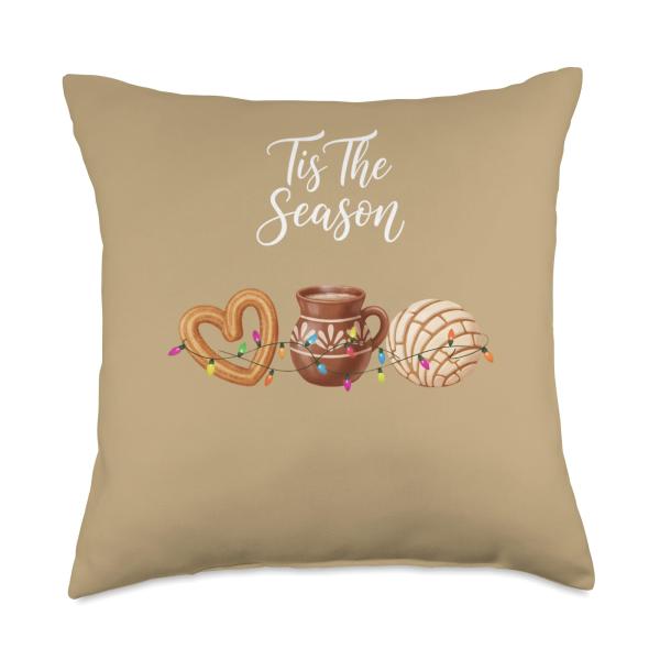 Tis The Season Latino Christmas Kids Pan Dulce Hot Cocoa Throw Pillow