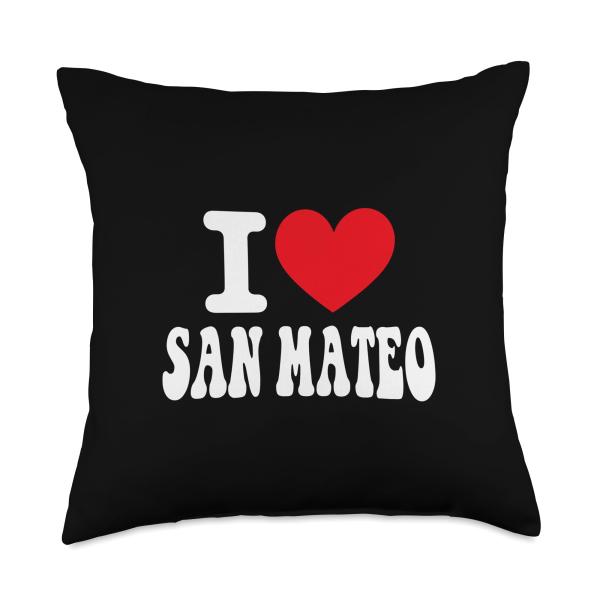 I Love SAN Mateo California Heart Souvenir CA City Pride Throw Pillow