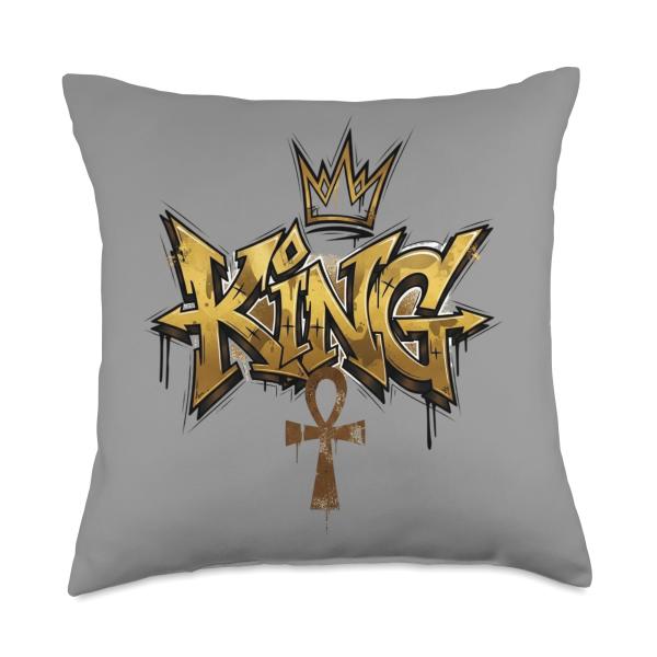 Key of Life City Art Egyptian Ankh King Throw Pillow