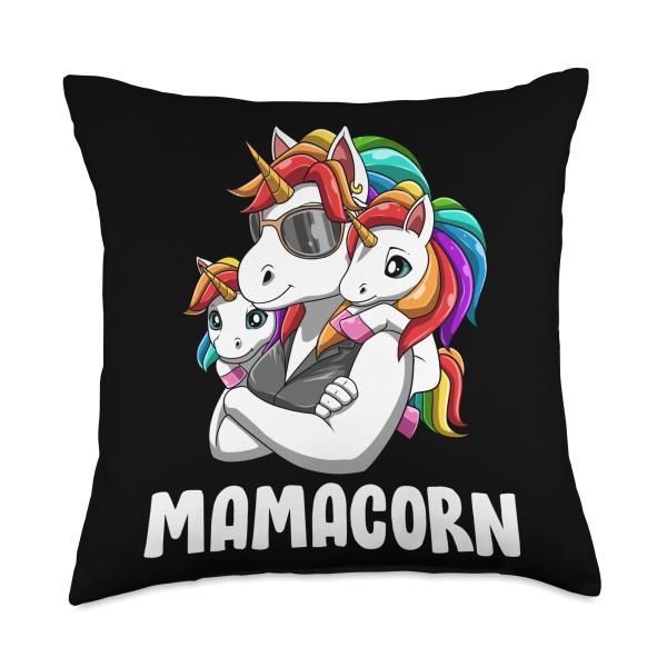 Unicorn Mama with Twin Kids Cool Mom Throw Pillow