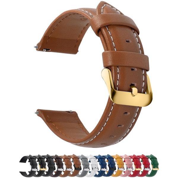 Fullmosa Watch Band, Quick Release Leather Watch Strap Compatible with Samsung Galaxy Garmin for Men Women, Replacement Bands Width 12mm 14mm 16mm 18m