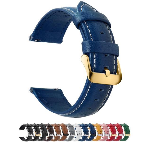 Fullmosa Watch Band, Quick Release Leather Watch Strap Compatible with Samsung Galaxy Garmin for Men Women, Replacement Bands Width 12mm 14mm 16mm 18m