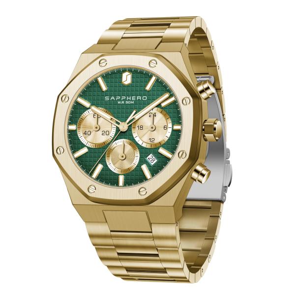SAPPHERO Gold Watches for Men Luxury Men's Watch 50M Waterproof Men's Wrist Watch Business Date Sport time Fashion Stainless Steel Gift for Men
