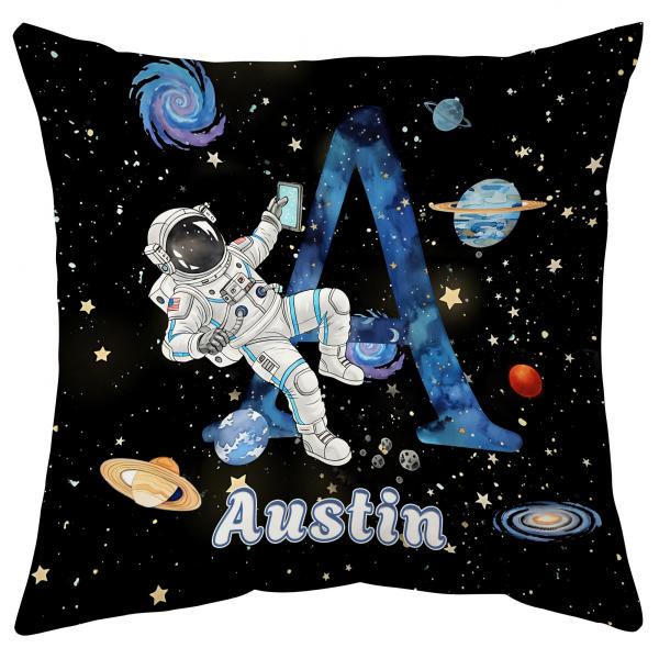 Hyturtle Personalized Astronaut Throw Pillow (Insert Included) Gifts for Boys Girls, Astronomy Gifts, Astronaut Lovers for Birthday Christmas, Space T