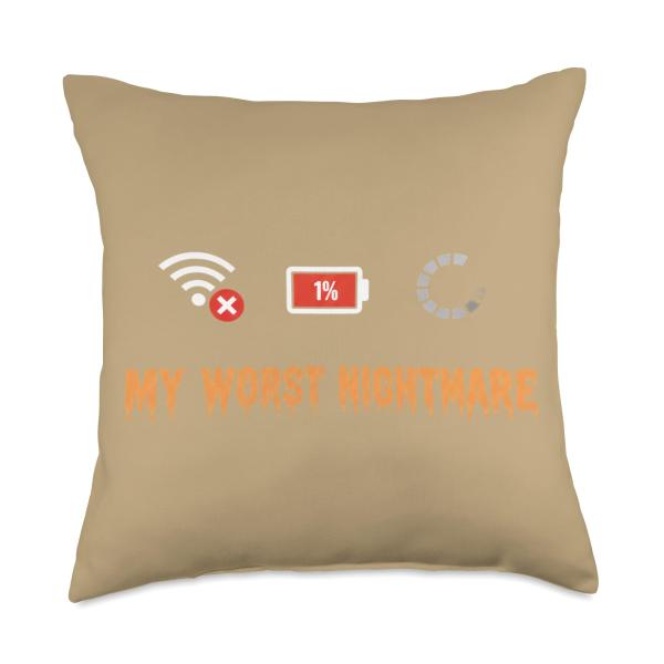 My Worst Nightmare Gaming Low Battery No WiFi Lag Joke Throw Pillow