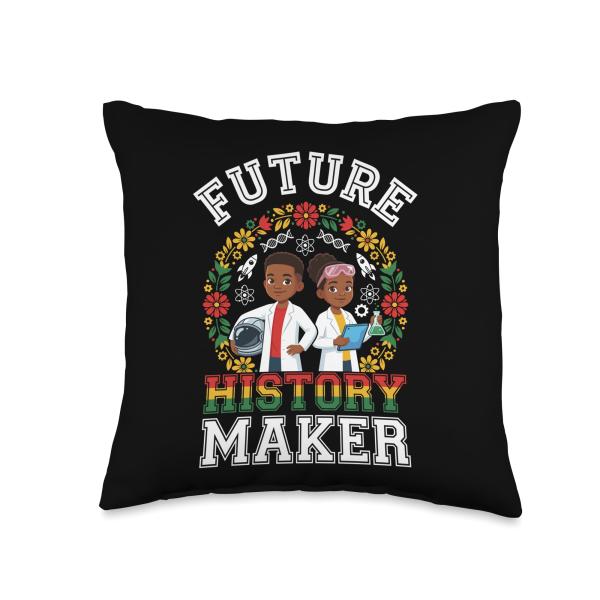 Future History Maker Black History Month Kids Boys Girls Throw Pillow
