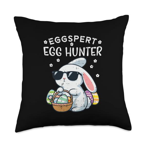 Easter Eggspert Egg Hunter Bunny Boys Girls Kids Toddler Throw Pillow