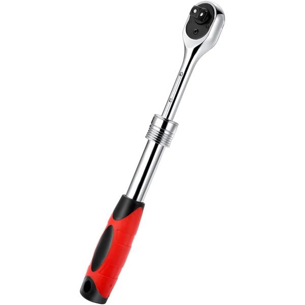 MTP 0.5" Extend Handle Ratchet Wrench 72 Teeth Heavy Duty Extending Telescopic Quick Release Ratchet Socket Wrench Tool torque (11" - 16")
