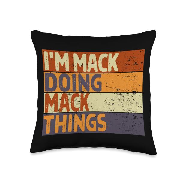 Retro I'm Mack Doing Mack Things Funny Birthday Joke Throw Pillow