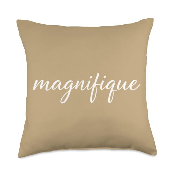 Magnifique French Script Feminine Paris Style Elegant Women Throw Pillow