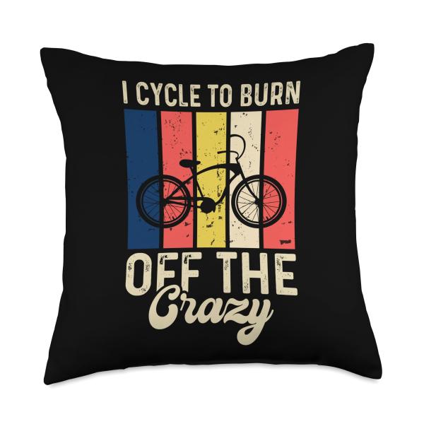 I Cycle to Burn Off The Crazy Vintage Bicycle Rider Throw Pillow