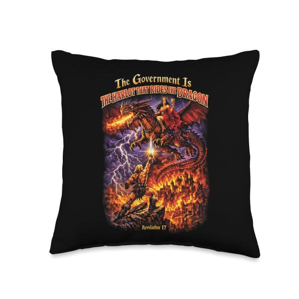 The Government is A Harlot Riding A Beast Christ Revelation Throw Pillow