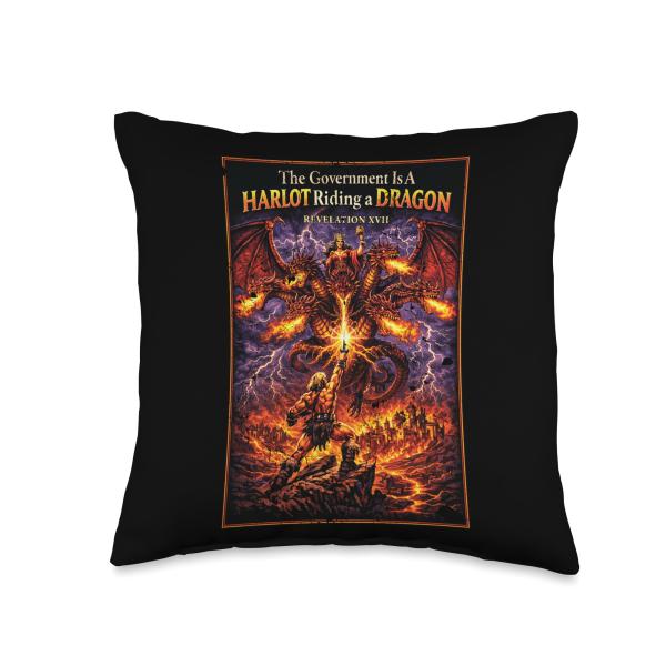 The Government is A Harlot Riding A Beast Christ Revelation Throw Pillow