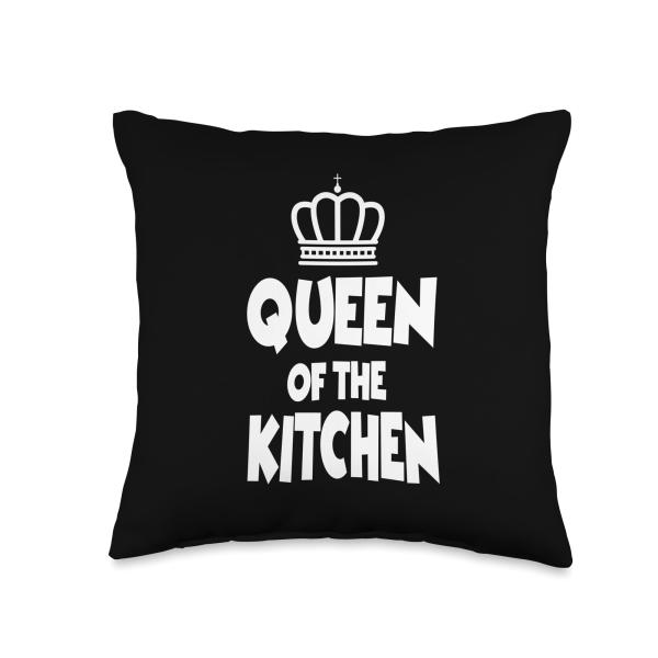 Cooking Gifts - Queen of The Kitchen Chef Cook Throw Pillow
