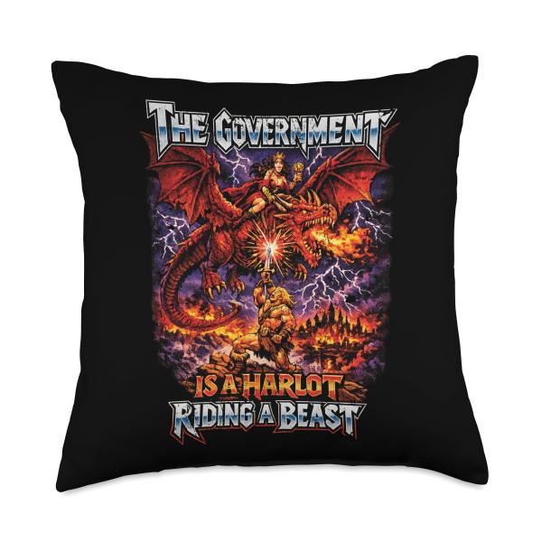 The Government is A Harlot Riding A Beast Christ Revelation Throw Pillow