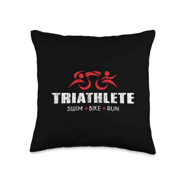 Triathlete Swim Bike Run Triathlon Endurance Athlete Design Throw Pillow