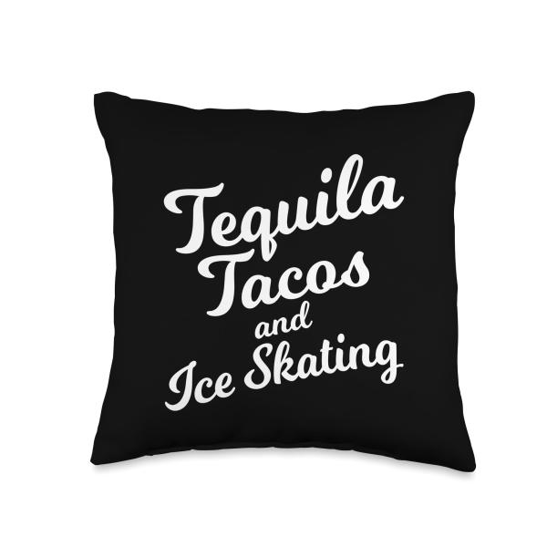 Tequila Tacos and Ice Skating Shirt Cinco De Mayo Men Women Throw Pillow