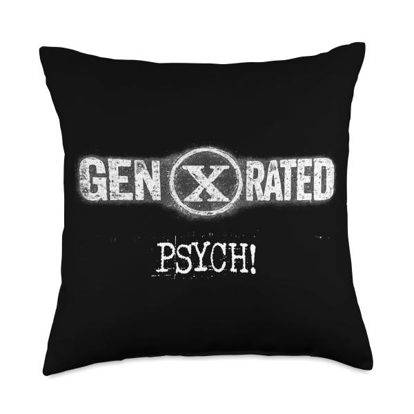 Psych Generation X Funny Slang Pop Culture Vintage Sarcasm Throw Pillow