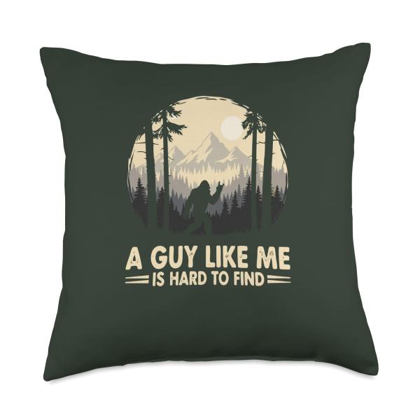 A Guy Like Me is Hard to Find Funny Bigfoot - Sasquatch Rock Throw Pillow