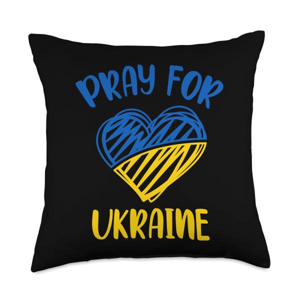 Pray for Ukraine Support Ukrainian I Stand with Ukraine Throw Pillow