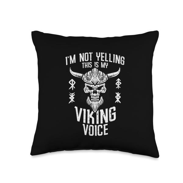 Not Yelling This is My Viking Voice Funny Mom Dad Men Women Throw Pillow
