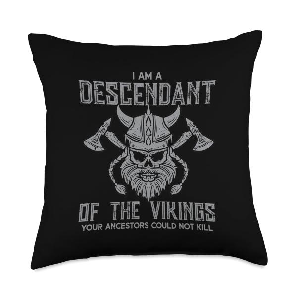 Im Descendant of Viking Norse Mythology Men Boys Kids Women Throw Pillow